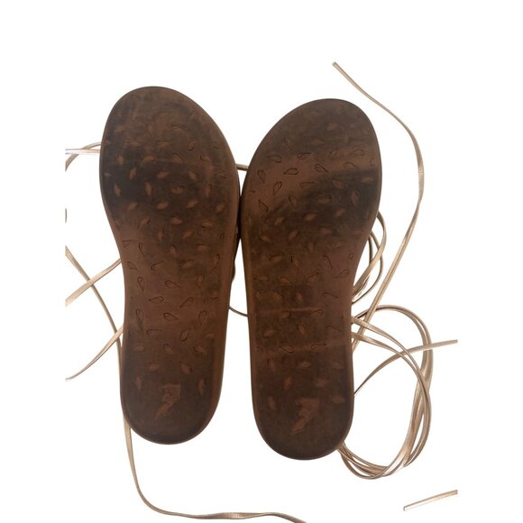 Ancient Greek Sandals Gold Strappy Lace-Up Sandals - Picture 6 of 8
